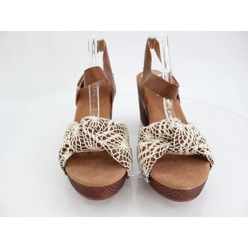 Korks Kork Ease Natalia Women’s Slingback Sandals Platform Heel Crochet Size 10